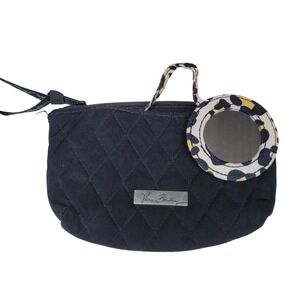 Vera Bradley Small Black Quilted Cosmetic Bag Pouch With Mirror